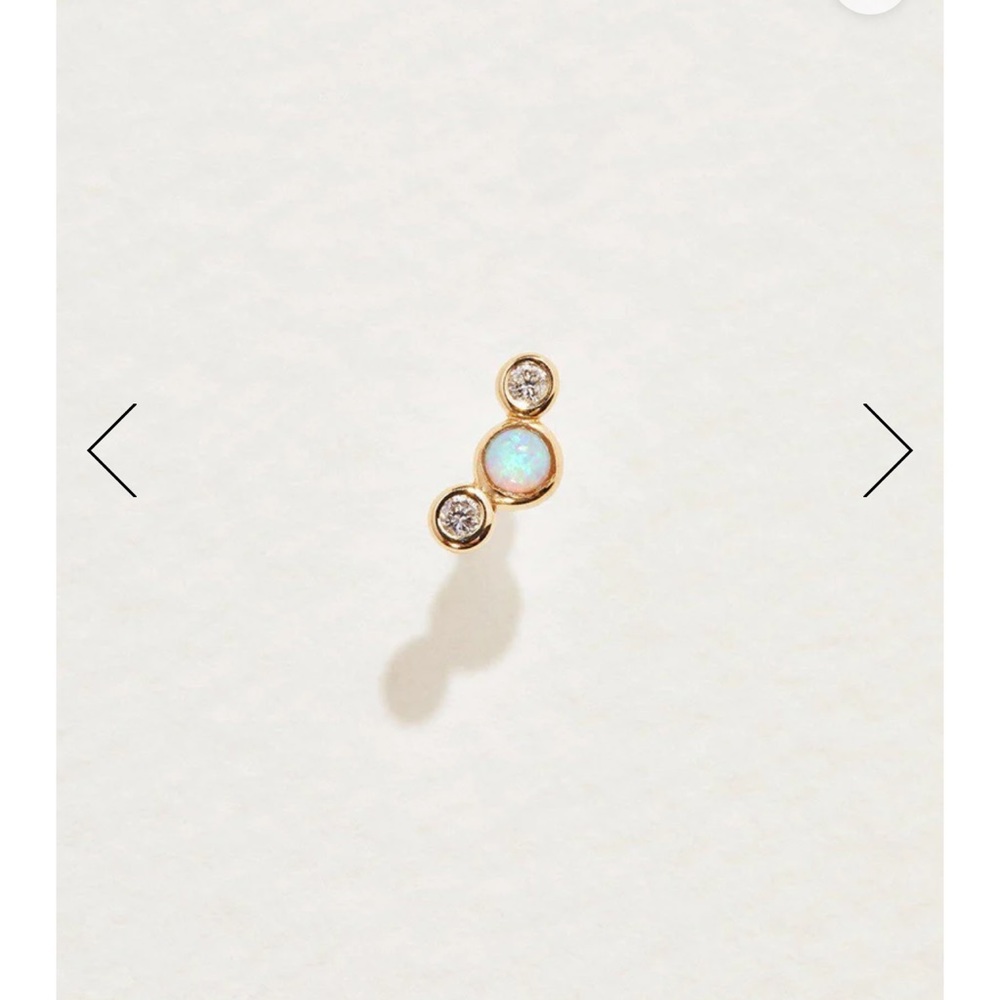 Pamela Love Bezel Crescent Stud Opal Diamond Yellow Gold Threaded Earring End
